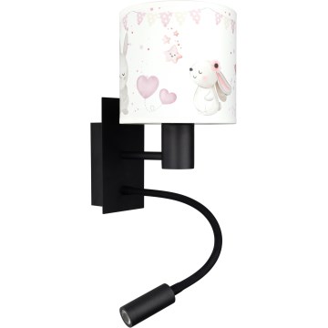 BRILAGI - LED flexibel vägglampa för barn BOBO 1xE27/25W/230V + LED/3W svart/krämvit/kaniner