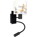 BRILAGI - LED flexibel vägglampa för barn BOBO 1xE27/25W/230V + LED/3W svart/vit/djurmotiv