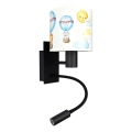 BRILAGI - LED flexibel vägglampa för barn BOBO 1xE27/25W/230V + LED/3W svart/vit/djurmotiv