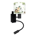 BRILAGI - LED Flexibel vägglampa för barn BOBO 1xE27/25W/230V + LED/3W svart/vit/grön/djungel
