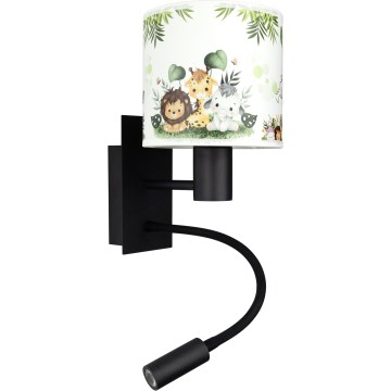 BRILAGI - LED Flexibel vägglampa för barn BOBO 1xE27/25W/230V + LED/3W svart/vit/grön/djungel