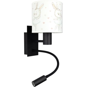 BRILAGI - LED flexibel vägglampa för barn BOBO 1xE27/25W/230V + LED/3W svart/vit/kaniner