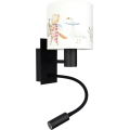 BRILAGI - LED flexibel vägglampa för barn BOBO 1xE27/25W/230V + LED/3W svart/vit/med djurmotiv