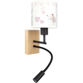 BRILAGI - LED flexibel vägglampa för barn BOBO WOOD 1xE27/25W/230V + LED/3W ek/svart/krämvit/kaniner