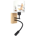 BRILAGI - LED flexibel vägglampa för barn BOBO WOOD 1xE27/25W/230V + LED/3W ek/svart/vit/djurmotiv