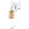 BRILAGI - LED flexibel vägglampa för barn BOBO WOOD 1xE27/25W/230V + LED/3W ek/vit/blå/nallar