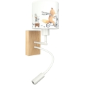 BRILAGI - LED flexibel vägglampa för barn BOBO WOOD 1xE27/25W/230V + LED/3W ek/vit/djurmotiv