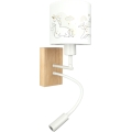 BRILAGI - LED flexibel vägglampa för barn BOBO WOOD 1xE27/25W/230V + LED/3W ek/vit/enhörningar