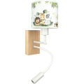 BRILAGI - LED flexibel vägglampa för barn BOBO WOOD 1xE27/25W/230V + LED/3W ek/vit/grön/djungel