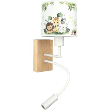 BRILAGI - LED flexibel vägglampa för barn BOBO WOOD 1xE27/25W/230V + LED/3W ek/vit/grön/djungel
