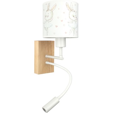 BRILAGI - LED flexibel vägglampa för barn BOBO WOOD 1xE27/25W/230V + LED/3W ek/vit/kaniner