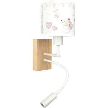 BRILAGI - LED flexibel vägglampa för barn BOBO WOOD 1xE27/25W/230V + LED/3W ek/vit/krämfärgad/med kaniner