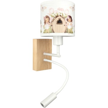 BRILAGI - LED flexibel vägglampa för barn BOBO WOOD 1xE27/25W/230V + LED/3W ek/vit/rosa/älvor