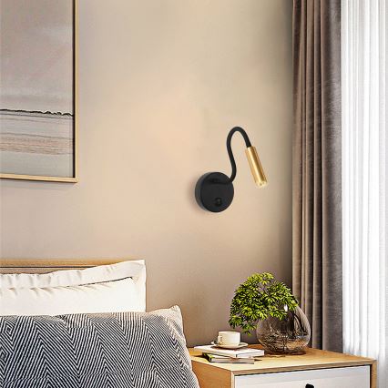 Brilagi - LED Flexibel vägglampa MAYA LED/3W/230V 4000K svart/guld