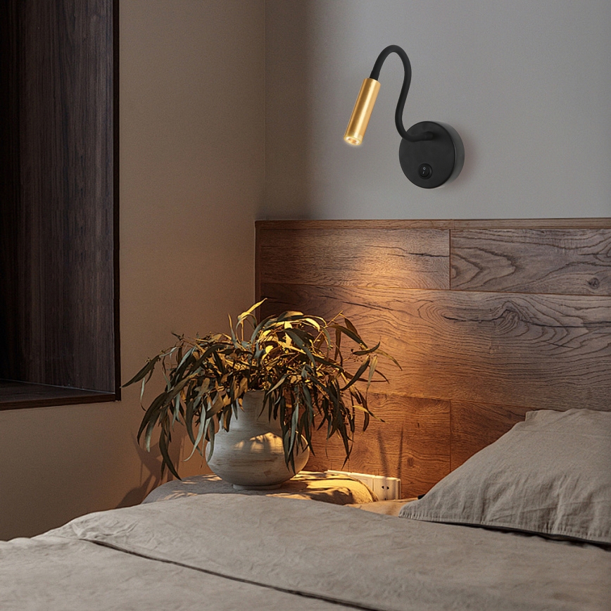 Brilagi - LED Flexibel vägglampa MAYA LED/3W/230V 4000K svart/guld