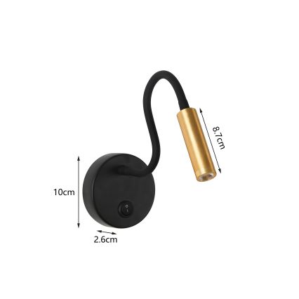 Brilagi - LED Flexibel vägglampa MAYA LED/3W/230V 4000K svart/guld