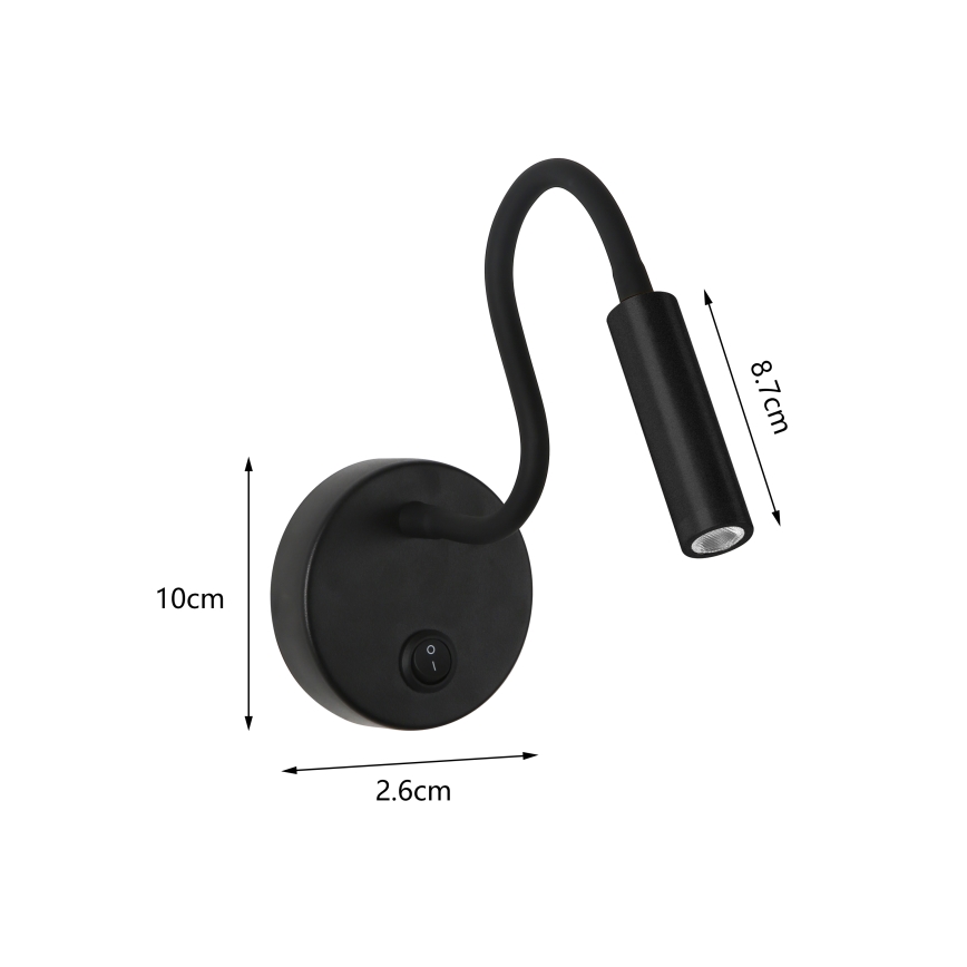 Brilagi - LED Flexibel vägglampa MAYA LED/3W/230V 4000K svart