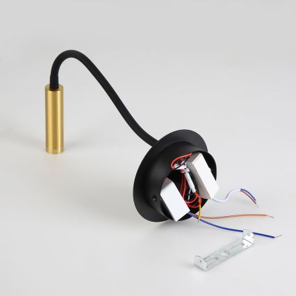 Brilagi - LED Flexibel vägglampa med USB-port MAYA LED/3W/230V 4000K svart/guld