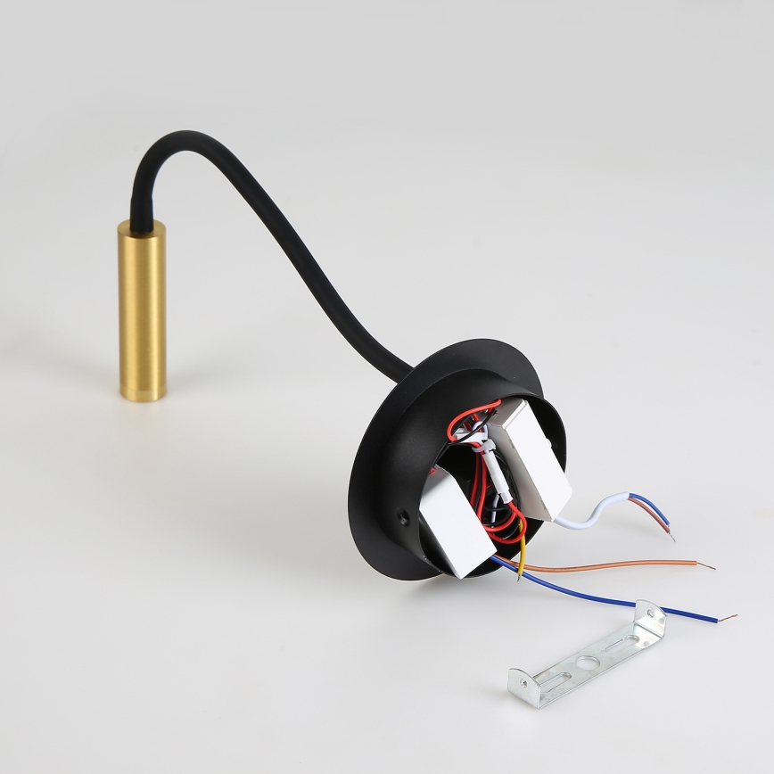 Brilagi - LED Flexibel vägglampa med USB-port MAYA LED/3W/230V 4000K svart/guld