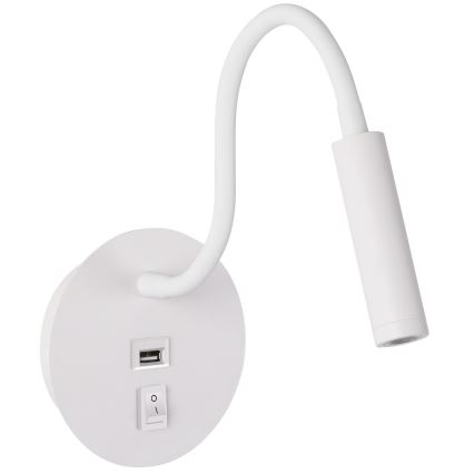 Brilagi - LED Flexibel vägglampa med USB-port MAYA LED/3W/230V 4000K vit