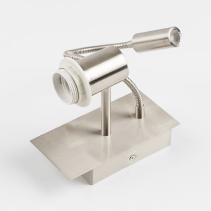 BRILAGI - LED-flexibel vägglampa NUBILA 1xE27/25W/230V + LED/3W mattkrom/ljusgrå