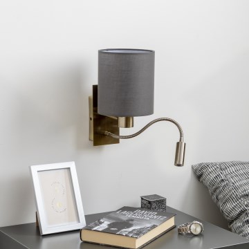 Brilagi - LED Flexibel vägglampa NUBILA 1xE27/25W/230V + LED/3W mässing/antracit