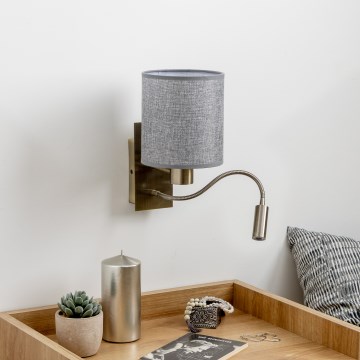 Brilagi - LED Flexibel vägglampa NUBILA 1xE27/25W/230V + LED/3W mässing/grå