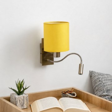 Brilagi - LED-flexibel vägglampa NUBILA 1xE27/25W/230V + LED/3W mässing/gul