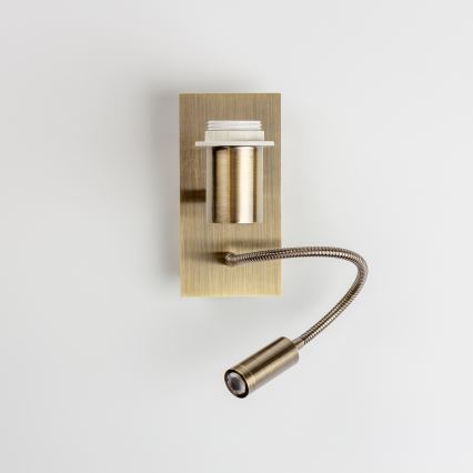 Brilagi - LED flexibel vägglampa NUBILA 1xE27/25W/230V + LED/3W mässing/ljusgrå