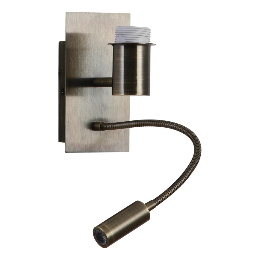 Brilagi - LED-flexibel vägglampa NUBILA 1xE27/25W/230V + LED/3W mässing/orange