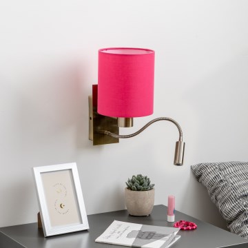 Brilagi - LED Flexibel vägglampa NUBILA 1xE27/25W/230V + LED/3W mässing/rosa