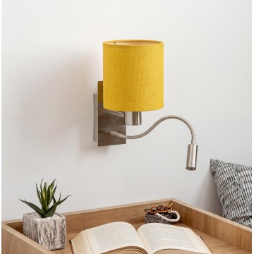 Brilagi - LED flexibel vägglampa NUBILA 1xE27/25W/230V + LED/3W matt krom/gul