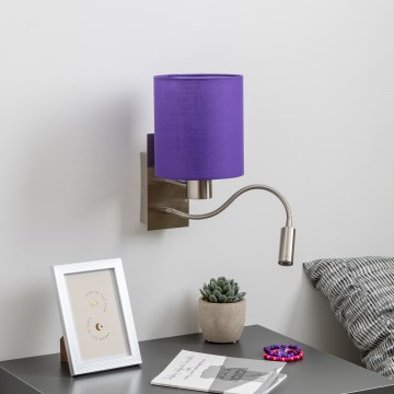 Brilagi - LED Flexibel vägglampa NUBILA 1xE27/25W/230V + LED/3W matt krom/lila