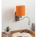 Brilagi - LED flexibel vägglampa NUBILA 1xE27/25W/230V + LED/3W matt krom/orange