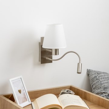 Brilagi - LED Flexibel vägglampa NUBILA 1xE27/25W/230V + LED/3W matt krom/vit