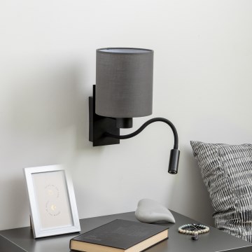 Brilagi - LED Flexibel vägglampa NUBILA 1xE27/25W/230V + LED/3W svart/antracit