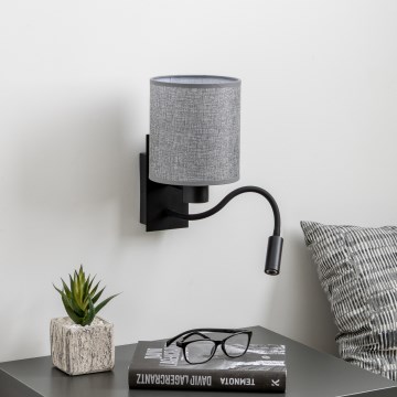 Brilagi - LED Flexibel vägglampa NUBILA 1xE27/25W/230V + LED/3W svart/grå