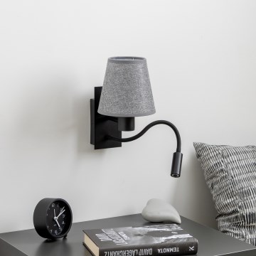 Brilagi - LED Flexibel vägglampa NUBILA 1xE27/25W/230V + LED/3W svart/grå