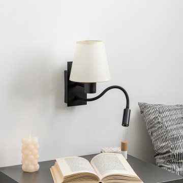 Brilagi - LED Flexibel vägglampa NUBILA 1xE27/25W/230V + LED/3W svart/grädde