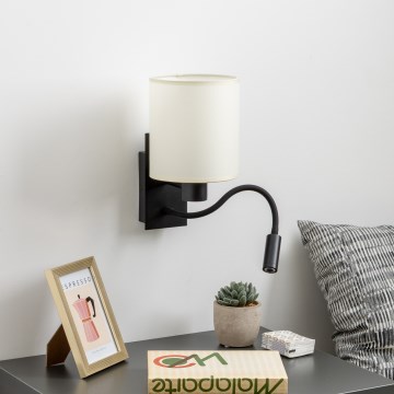 Brilagi - LED Flexibel vägglampa NUBILA 1xE27/25W/230V + LED/3W svart/grädde