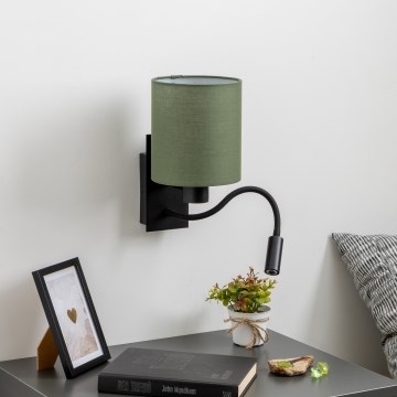 Brilagi - LED Flexibel vägglampa NUBILA 1xE27/25W/230V + LED/3W svart/grön