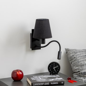 Brilagi - LED Flexibel vägglampa NUBILA 1xE27/25W/230V + LED/3W svart