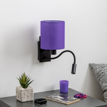 Brilagi - LED Flexibel vägglampa NUBILA 1xE27/25W/230V + LED/3W svart/lila