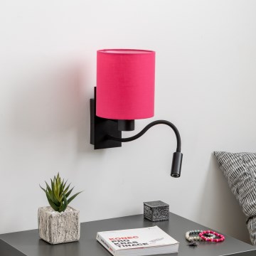 Brilagi - LED Flexibel vägglampa NUBILA 1xE27/25W/230V + LED/3W svart/rosa