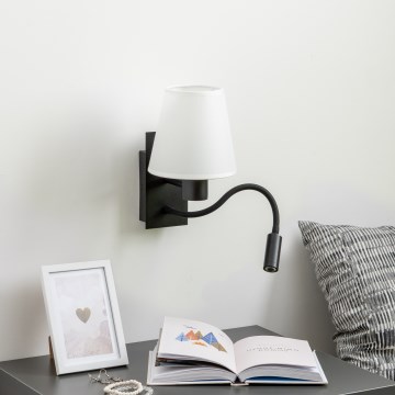 Brilagi - LED Flexibel vägglampa NUBILA 1xE27/25W/230V + LED/3W svart/vit