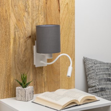 Brilagi - LED Flexibel vägglampa NUBILA 1xE27/25W/230V + LED/3W vit/antracit