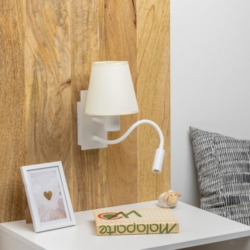 Brilagi - LED Flexibel vägglampa NUBILA 1xE27/25W/230V + LED/3W vit/grädde