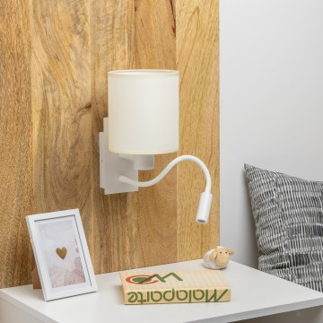 Brilagi - LED Flexibel vägglampa NUBILA 1xE27/25W/230V + LED/3W vit/grädde