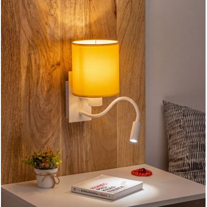Brilagi - Flexibel LED-vägglampa NUBILA 1xE27/25W/230V + LED/3W vit/gul