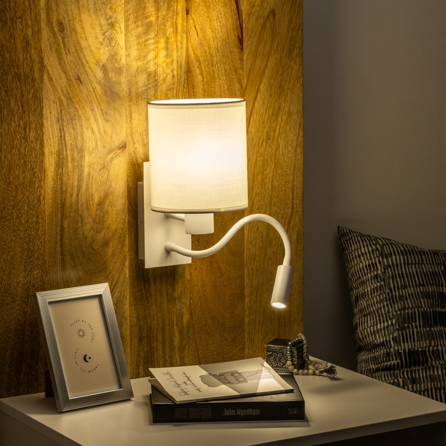 Brilagi - LED Flexibel vägglampa NUBILA 1xE27/25W/230V + LED/3W vit